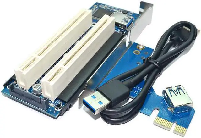 Alt view image 2 of 5 - Desktop PCI-Express PCI-e to PCI Adapter Card PCIe to Dual Pci Slot Expansion Card USB 3.0 Add on Cards Convertor