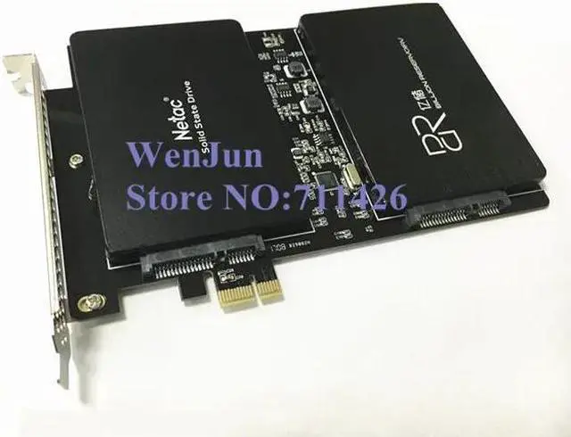 Alt view image 6 of 6 - Dual SATA III port to PCI-E X1 SSD adapter card with Screws for Windows/ MACPRO/OSX 10.5-10.14/MP3.1-5.4/MACPRO 08-12