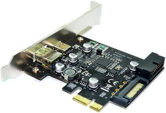 Alt view image 2 of 4 - Amify PCI-Express PCI-e To USB3.1 Type-C Riser Card PCIe to USB-C 2.4A Fast Charger+19PIN Front USB Miner Expansion Adapter