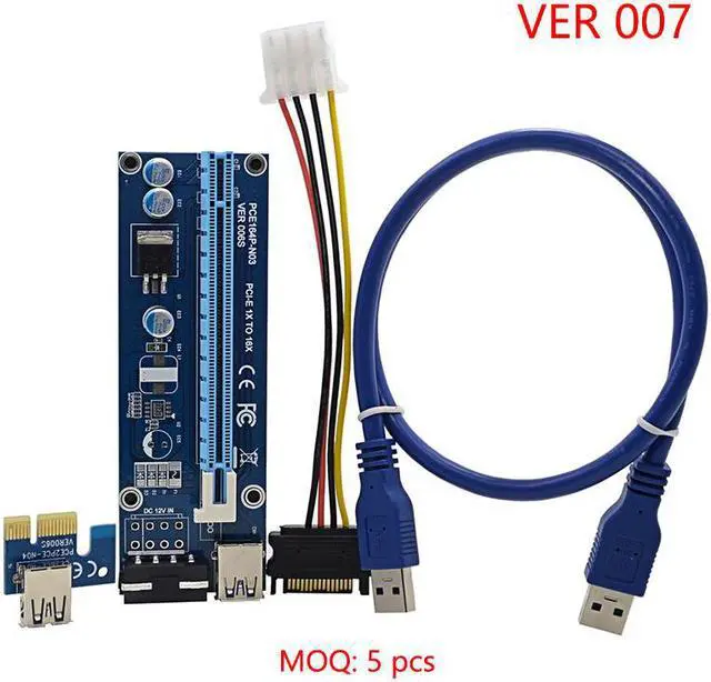 Main image of Amify 0.6M PCIe PCI-E 1x to 16x PCI Express Riser Card + USB 3.0 Cable / SATA to 4Pin Molex Power Cord for BTC Miner Machine