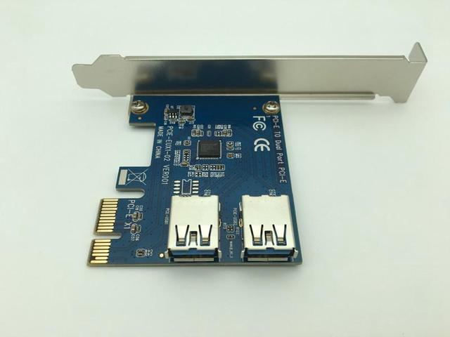 Alt view image 4 of 6 - PCI-E PCI Express 1x to 16x Slots Riser Card 1 to 2 Dual Port USB 3.0 Extender Convert Card HUB Adapter for Bitcoin Miner Mining