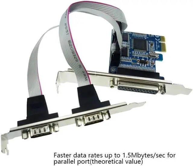 Alt view image 5 of 6 - Amify PCIE PCI-E to Dual serial port card DB9 RS232 2-Port LPT parallel port X1 serial card 2 Serial COM expansion card