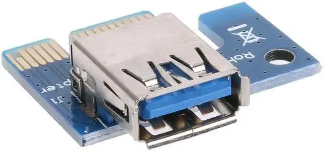 Alt view image 5 of 6 - PCI-E Riser Board PCI-E 1X to 16X Riser Card Extender Adapter+USB 3.0 Cable 15Pin SATA to 6Pin IDE Power Cord for Bitcoin Miner