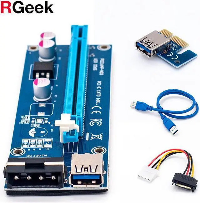 Main image of Wholesale USB 3.0 PCI-E Riser Express 1X 4x 8x 16x Extender Riser Adapter Card SATA 15pin Male to 6pin Power Cable