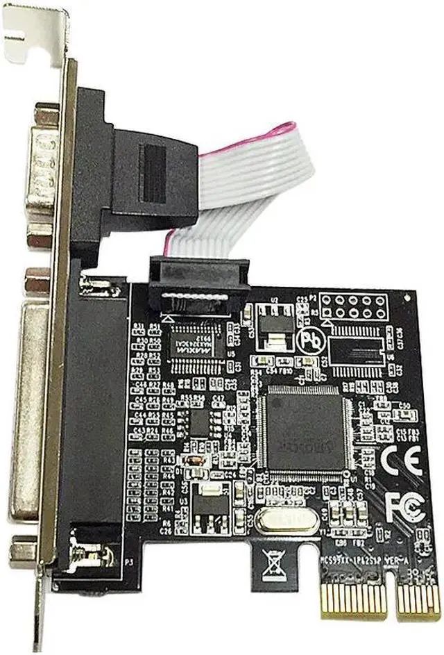 Alt view image 2 of 3 - Moschip PCI express 1 Serial and 1 parallel port Card RS232 Printer port PCIe PCI-e Riser Card