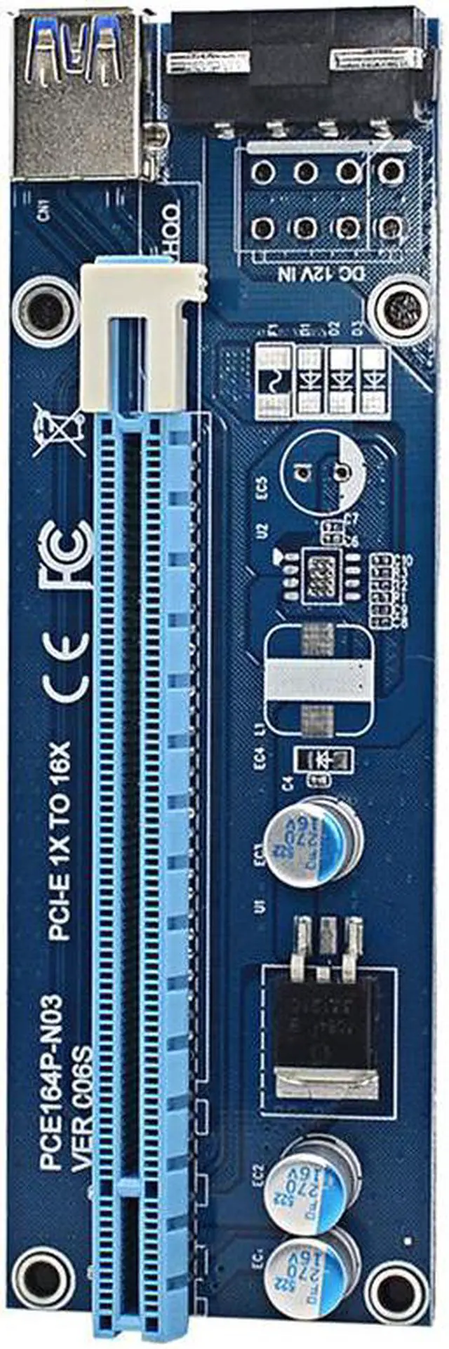 Alt view image 2 of 3 - 60cm PCI-E extender PCI Express Riser Card 1x to 16x USB 3.0 SATA to 4Pin IDE Molex Power for BTC Miner Machine