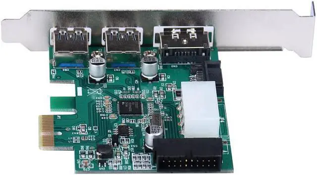 Alt view image 3 of 4 - External eSATA + 2 ports USB 3.0 +19 Pin USB Combo PCI-E Expansion Card PCI Express Add on Card with Power Port