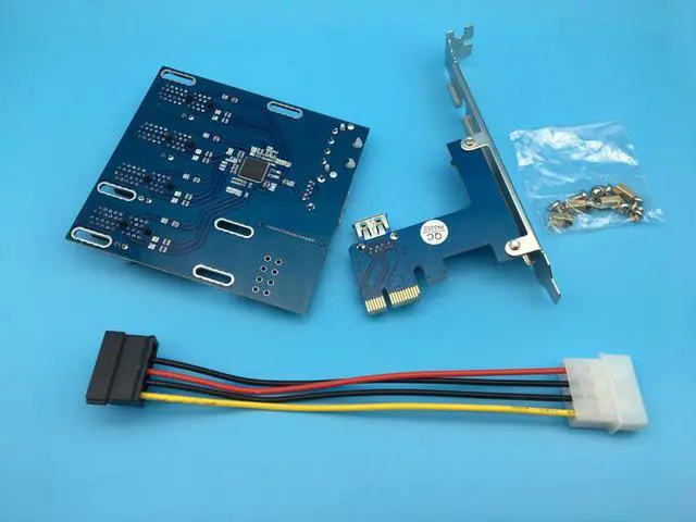 Alt view image 5 of 6 - PCIe 1 to 4 PCI Express 1X Slots Riser Card Mini ITX to External 4 PCI-e Slot x1 Port Multiplier for Bitcon BTC Miner Mining