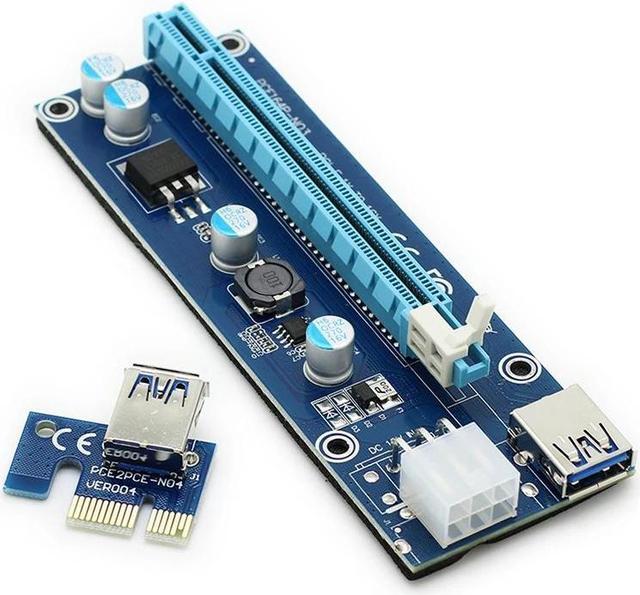 Alt view image 2 of 6 - PCIe PCI-E PCI Express Riser Card 1x to 16x USB 3.0 SATA to 6Pin IDE Molex Power Supply for BTC Miner Machine 30cm