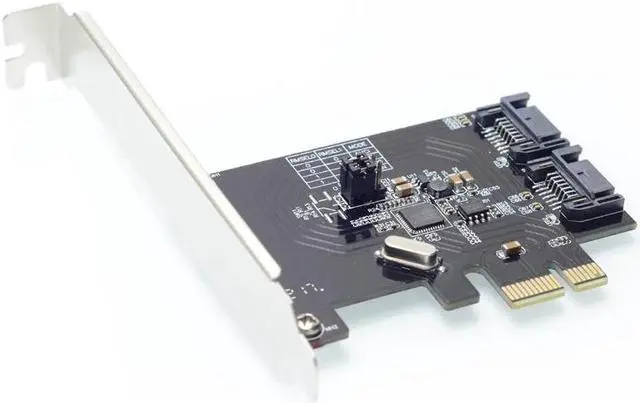 Alt view image 2 of 6 - 2 Port SATA 6Gbps PCI Express Controller Card RAID 0 RAID1 PCI-e to SATA 3.0 SSD Riser Low Profile Bracket ASM1061