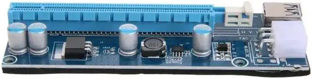 Alt view image 4 of 6 - PCI-E Riser Board PCI-E 1X to 16X Riser Card Extender Adapter+USB 3.0 Cable 15Pin SATA to 6Pin IDE Power Cord for Bitcoin Miner