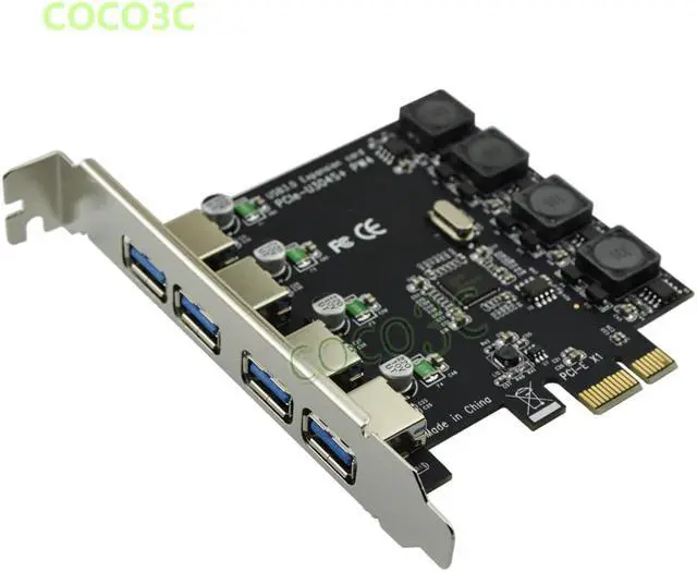 Alt view image 3 of 6 - Superspeed 5Gbps 4 ports USB 3.0 PCI-e Controller Card PCI Express to USB3.0 Converter Adapter