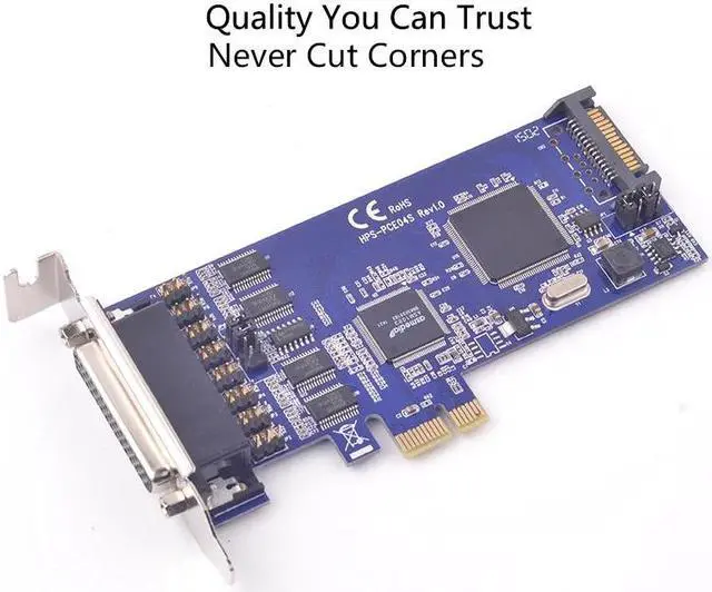 Alt view image 2 of 6 - 4 Port RS232 Serial Adapter PCI-e Expansion Card w/ Fan-Out Cable PCI express I/O Card Resettable Fuse Chip SystemBase 16C1054