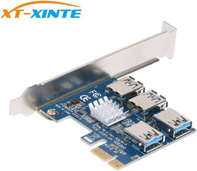 Alt view image 2 of 6 - PCIe 1 to 4 PCI express 16X slots Riser Card PCI-E 1X to External 4 PCI-e Slot Adapter PCIe Multiplier Card for Bitcoin Miner