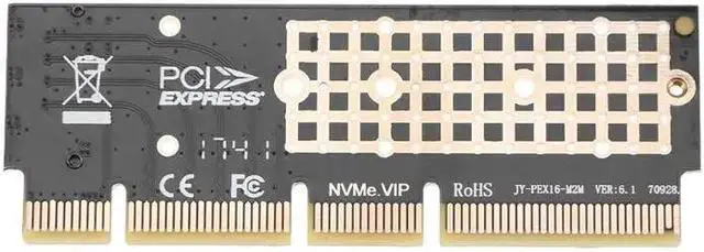 Alt view image 3 of 6 - M.2 NGFF to PCI-E 16x Adapter NVMe NGFF Key M SSD PCIE Extender Card with Radiator for 1U 2U Servers