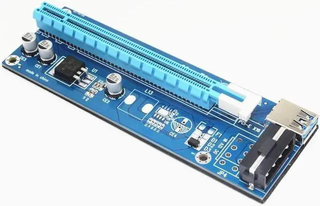 Alt view image 3 of 6 - Amify 60cm USB3.0 PCIe PCI-E Riser 1X to 16X Extender Riser Card Graphic Card Adapter with SATA 15Pin-4Pin Power Cable for BTC Miner