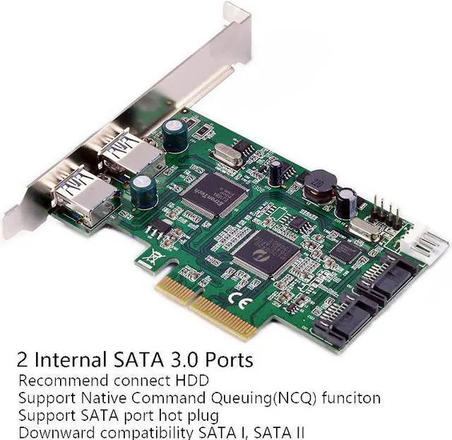 Alt view image 3 of 5 - PCI-e to Dual SATA 6Gb/s + 2-Port External USB 3.0 PCI Express Combo Card SATA III Port Multiplier PCIe
