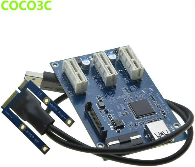 Alt view image 3 of 6 - Mini PCIe 1 to 3 PCI express 1X slots Riser Card Mini ITX to external 3 PCIe slot adapter PCI-e Port Multiplier Card