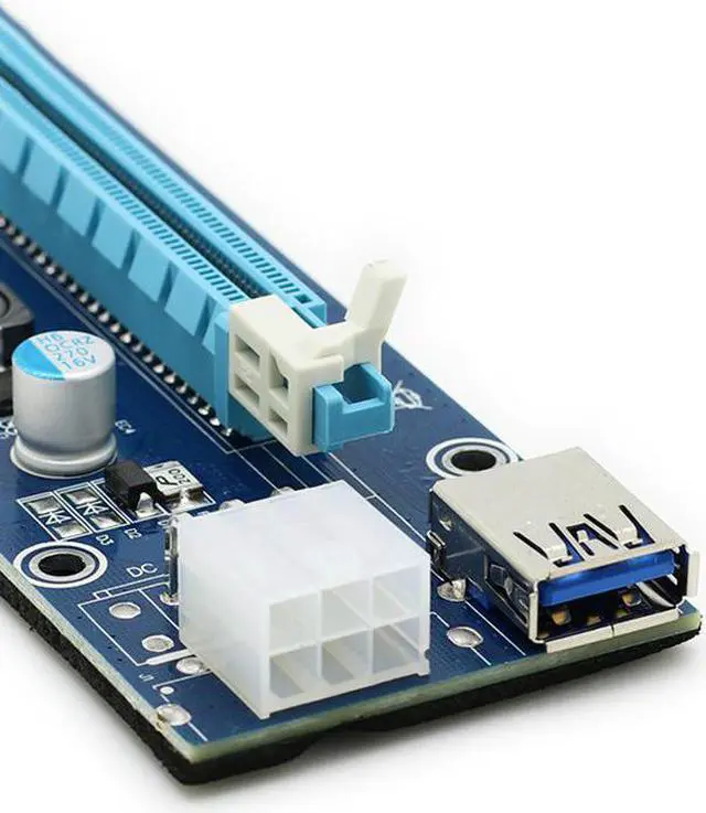 Alt view image 4 of 6 - VER007 PCI-E Express USB 3.0 1x to 16x Extender Riser Card Adapter SATA Power Cable WK06