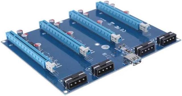 Alt view image 5 of 6 - PCI-E PCIE PCI Express 1x To 16x 4 Slots 4pin Riser Video Adapter Extender Multiplier Cards With USB Cable For BTC Mining