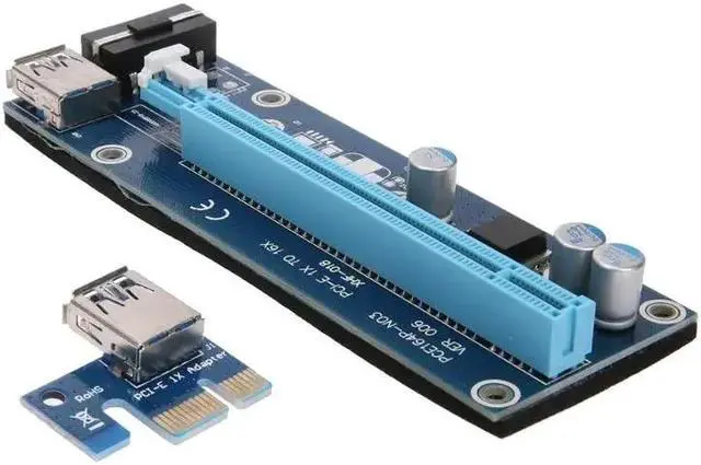 Alt view image 4 of 6 - 60cm PCI-E 1x to 16x Mining Machine Extender Riser Adapter with USB 3.0 Cable 15Pin to 4Pin IDE molex power Cable for BTC