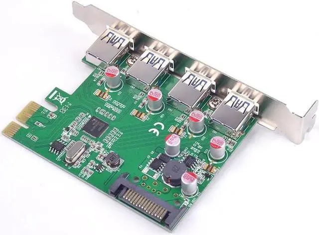Main image of Amify PCI express PCI-e 4 ports USB 3.0 expansion Card Solid capacitor Self restoring fuse Renesas Chip