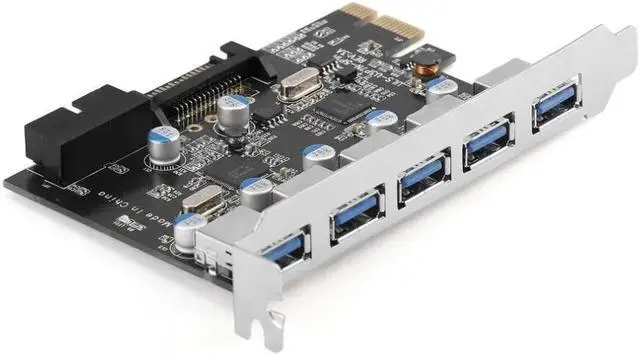 Alt view image 5 of 6 - Amify 5 Ports Super Speed USB 3.0 PCI-E PCI Express PCI Expansion Card Host Card Hub Controller Adapter U3P7N-5P1H-I