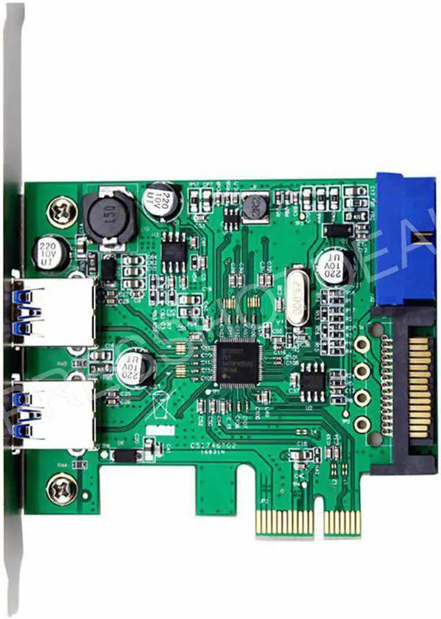 Alt view image 2 of 4 - Amify PCI-E USB 3.0 2 Ports 20 pin Connector 15-pin SATA Power w/ Low Profile Bracket
