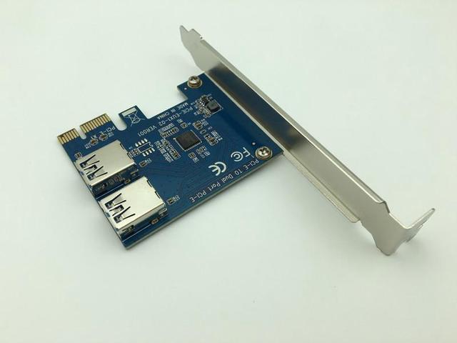 Alt view image 5 of 6 - PCI-E PCI Express 1x to 16x Slots Riser Card 1 to 2 Dual Port USB 3.0 Extender Convert Card HUB Adapter for Bitcoin Miner Mining