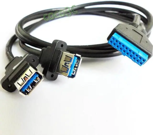 Alt view image 2 of 3 - Mini PCIe to dual USB 3.0 adapter mini PCI-e to 19Pin USB3.0 header converter + 19P USB female header to 2 USB3.0 spiltter cable