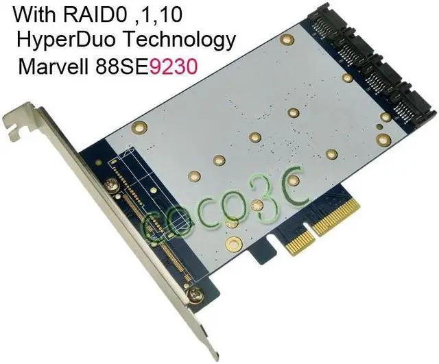 Main image of SATA III Port RAID PCI-e Card HyperDuo 4 Ports SATA 6Gbps 3.0 SSD + HDD PCI Express card Built RAID0 RAID1 RAID10