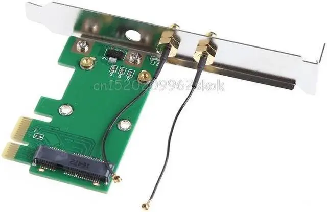 Alt view image 4 of 6 - Wireless Wifi Network Card Mini PCI-E To PCI-E 1X Desktop Adapter + 2 Antennas