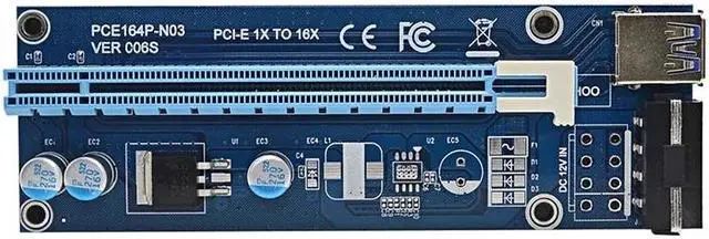 Alt view image 2 of 6 - 60cm PCI-E PCIe PCI Express 1x to 16x Riser USB 3.0 Extender Cable with Sata to 4Pin IDE Molex Power Supply for BTC Miner RIG