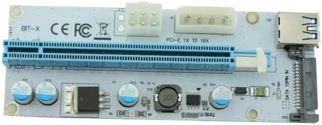 Alt view image 2 of 6 - PCIe PCI-E PCI Express Riser Card 1x to 16x USB 3.0 Cable Adapter SATA to 4Pin IDE Molex 6 pin for BTC Miner Machine
