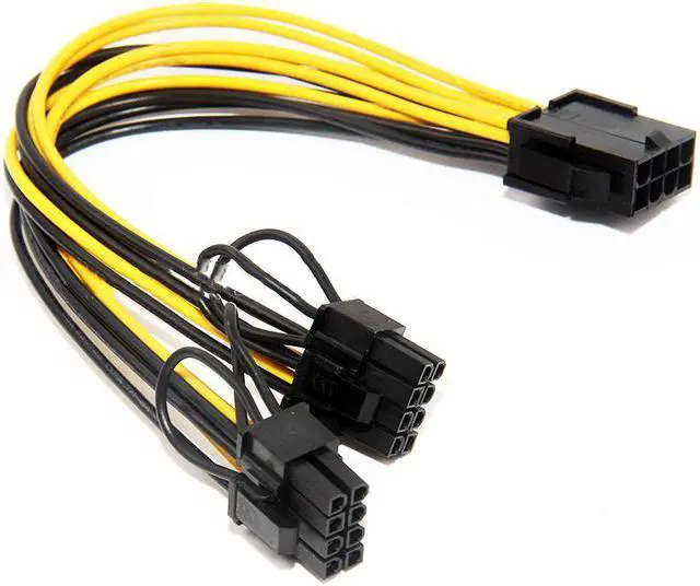 Alt view image 3 of 4 - 20CM pc power supply CPU Molex 8 pin to 2 PCI-e 8 (6+2) pin pci express graphics card connectors internal cable Power splitters