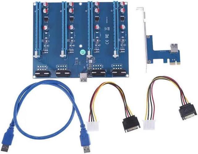 Alt view image 2 of 6 - PCI-E PCIE PCI Express 1x To 16x 4 Slots 4pin Riser Video Adapter Extender Multiplier Cards With USB Cable For BTC Mining