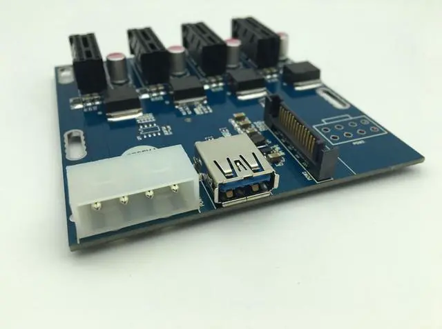 Alt view image 5 of 6 - aad in card PCIe 1 to 4 PCI express 1X slots Riser Card Mini ITX to external 4 PCI-e slot adapter PCIe Port Multiplier Card