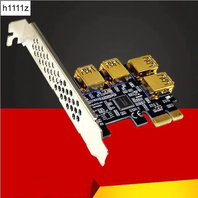 Main image of 4 Port USB3.0 Riser Card Gold PCI-E 1 to 4 PCI Express 16X Slot External Adapter PCIe Port Multiplier Card for BTC Mining