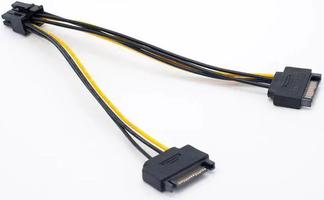 Alt view image 6 of 6 - 2 SATA Power to 8 Pin (6+2) PCI Express PCI-E Video Card Power Cable Adapter