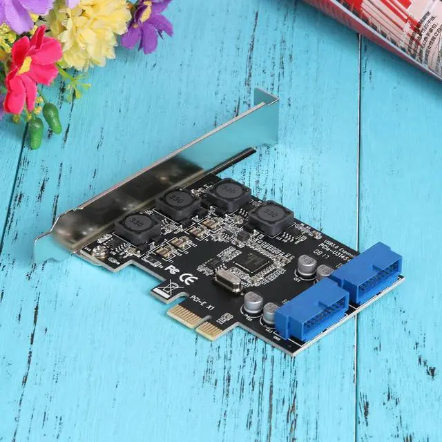 Alt view image 6 of 6 - PCI-E PCIE PCI Express X1 Expansion Card 5Gb/s Superspeed USB3.0 19PIN Interface Adapter Card 120X90X22mm