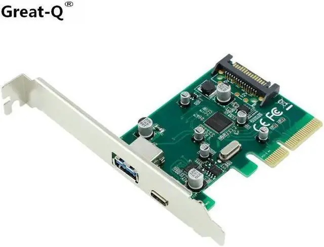 Main image of Amify PCI-E 4X Express to Internal USB 3.1 type-c type-A SATA Dual Port Riser Expansion 10Gbp Card Adapter