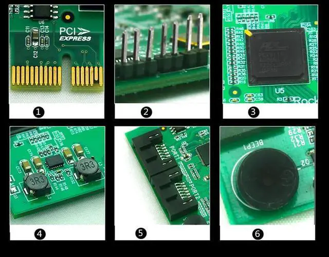 Alt view image 6 of 6 - 2 Port SATA3.0 PCI-e Controller Card PCI Express to Internal SATA 6Gb Multiplier