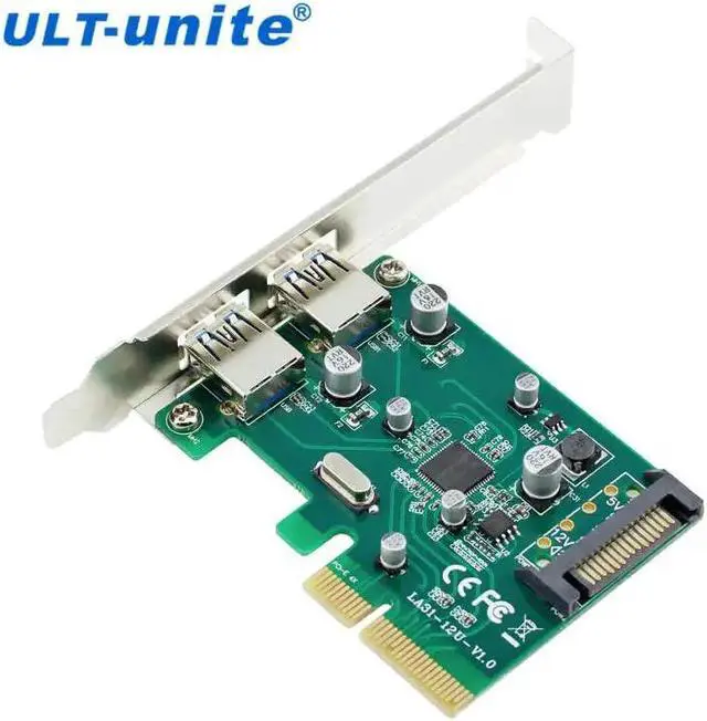 Alt view image 5 of 5 - Amify PCI-E to USB 3.1 Type-A 2 Port Express Card with 15 Pin Power Connector Dual Port Add on Expansion Card Adapter
