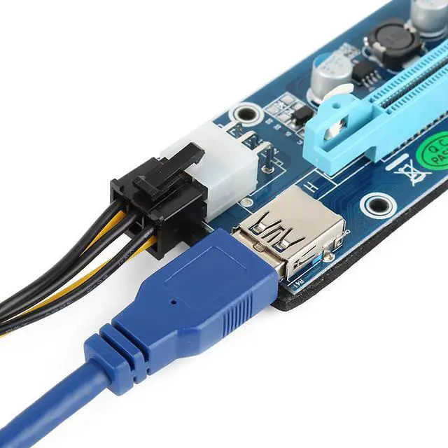 Alt view image 5 of 6 - VER007 PCI-E Express USB 3.0 1x to 16x Extender Riser Card Adapter SATA Power Cable WK06