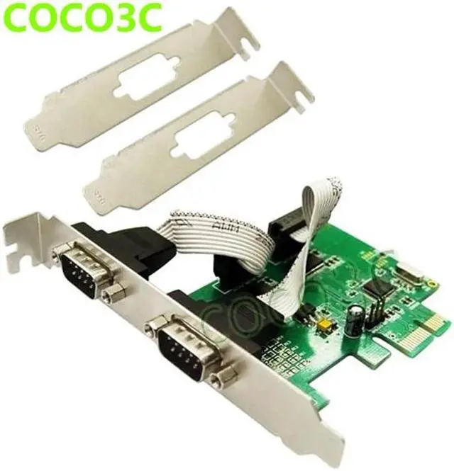 Alt view image 3 of 5 - PCI-e 2 Serial ports Controller card PCI express to 2-ports RS-232 com port adapter for printer, scanner, modem