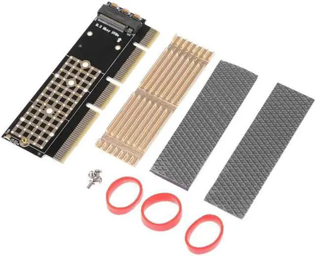 Alt view image 2 of 6 - M.2 NGFF to PCI-E 16x Adapter NVMe NGFF Key M SSD PCIE Extender Card with Radiator for 1U 2U Servers