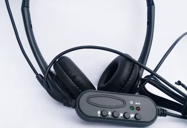 Alt view image 2 of 5 - USB Wired Headphone Headset Microphone for Laptop PC Computer Chat Game/Call Center mounted earphone