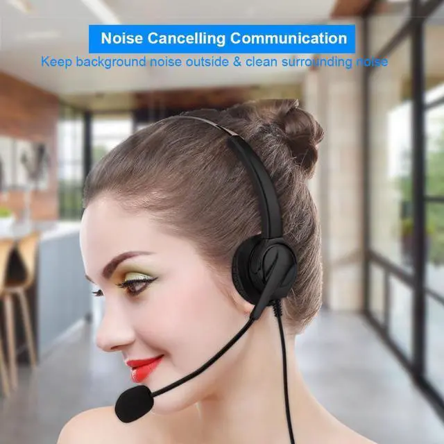 Alt view image 3 of 6 - Cordless Phone Headset Adjustable Noise Cancelling 2.5mm Telephone Headset Call Center Headsets 2018