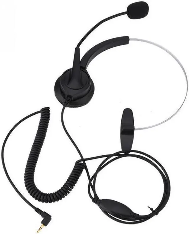 Alt view image 2 of 6 - Professional Cordless Phone Headset Adjustable Noise Cancelling 2.5mm Telephone Headset Call Center Headset
