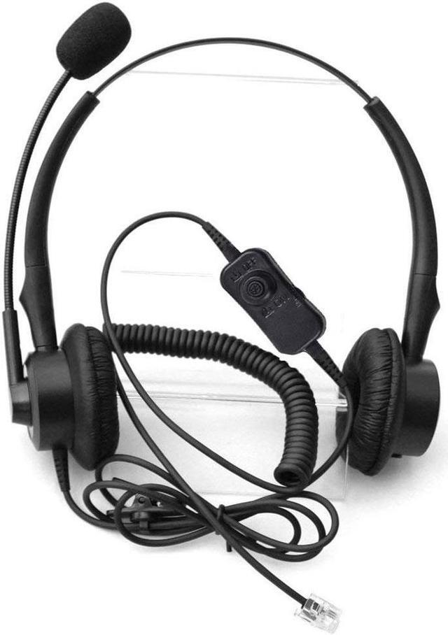 Alt view image 6 of 6 - Wantek Corded Call Center Headset Headphone with Mic + Volume Mute Control for Avaya 1416 2420 5410 Polycom VVX 300 Nortel NEC